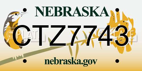 CTZ7743 Nebraska License Plate