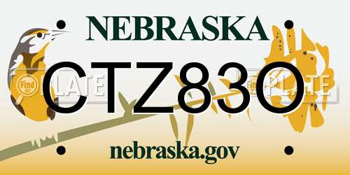 CTZ83O Nebraska License Plate