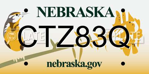 CTZ83Q Nebraska License Plate