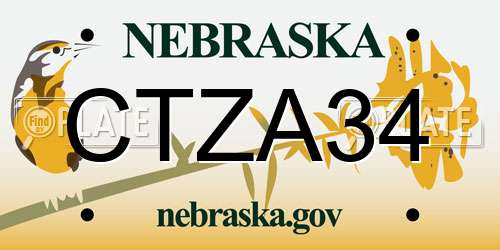 CTZA34 Nebraska License Plate