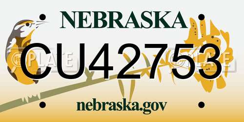 CU42753 Nebraska License Plate