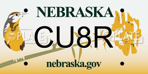CU8R Nebraska License Plate