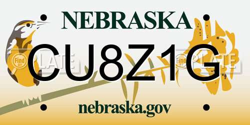 CU8Z1G Nebraska License Plate