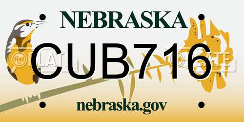 CUB716 Nebraska License Plate
