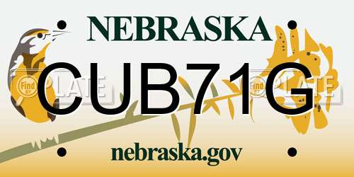CUB71G Nebraska License Plate