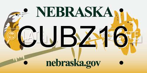 CUBZ16 Nebraska License Plate