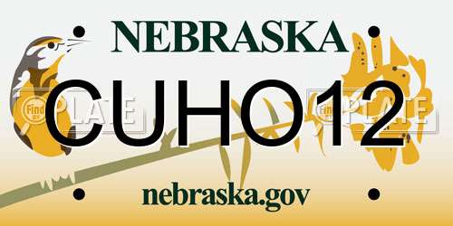CUHO12 Nebraska License Plate