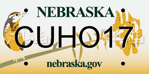 CUHO17 Nebraska License Plate