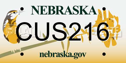 CUS216 Nebraska License Plate