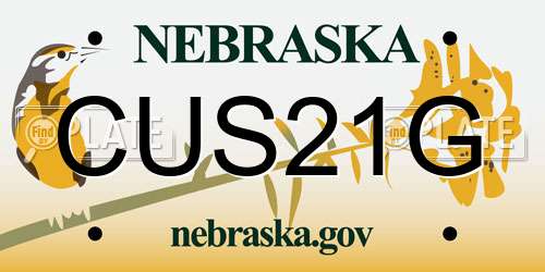 CUS21G Nebraska License Plate