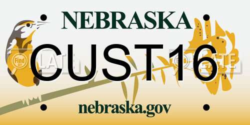 CUST16 Nebraska License Plate