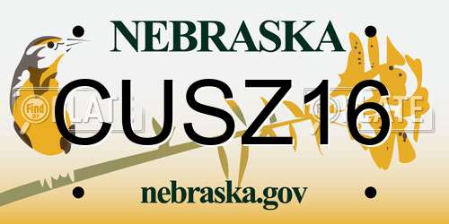 CUSZ16 Nebraska License Plate