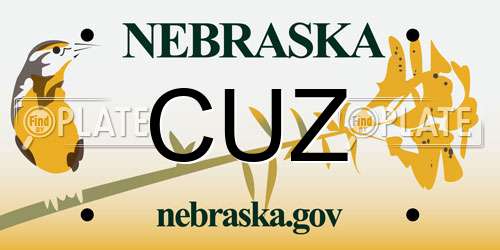 CUZ Nebraska License Plate