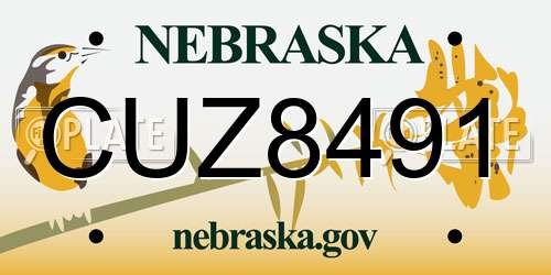 CUZ8491 Nebraska License Plate