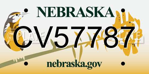 CV57787 Nebraska License Plate
