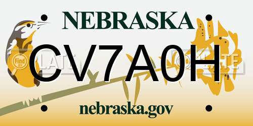 CV7A0H Nebraska License Plate