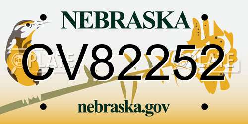 CV82252 Nebraska License Plate