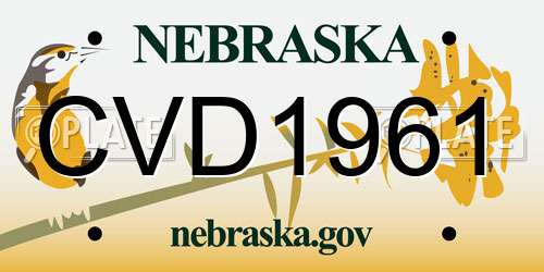 CVD1961 Nebraska License Plate