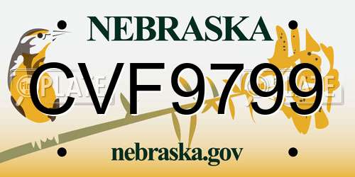 CVF9799 Nebraska License Plate