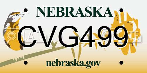 CVG499 Nebraska License Plate