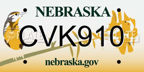 CVK910 Nebraska License Plate