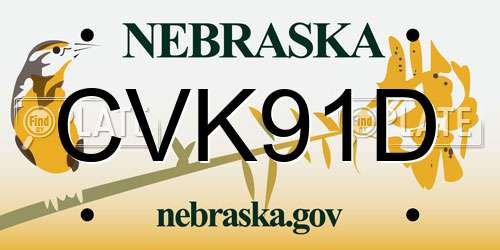 CVK91D Nebraska License Plate