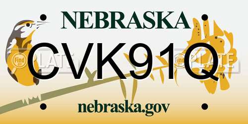 CVK91Q Nebraska License Plate