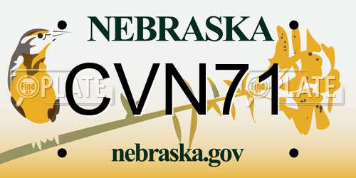 CVN71 Nebraska License Plate
