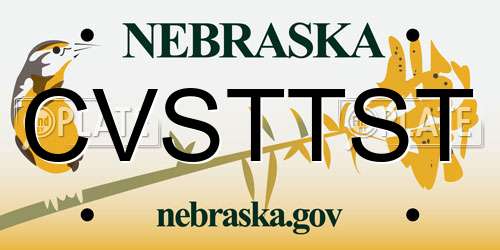 CVSTTST Nebraska License Plate