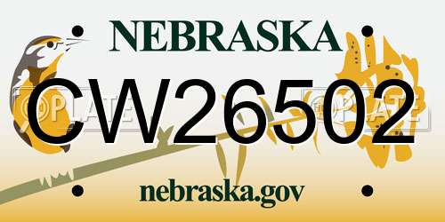 CW26502 Nebraska License Plate