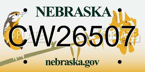 CW26507 Nebraska License Plate