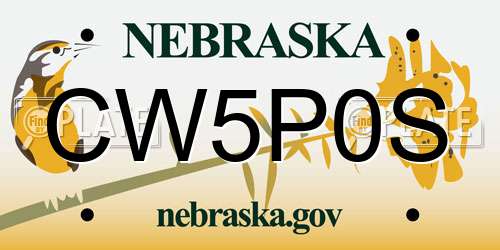 CW5P0S Nebraska License Plate
