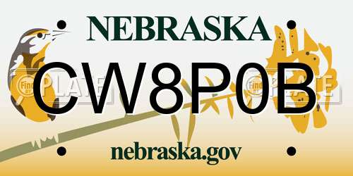CW8P0B Nebraska License Plate