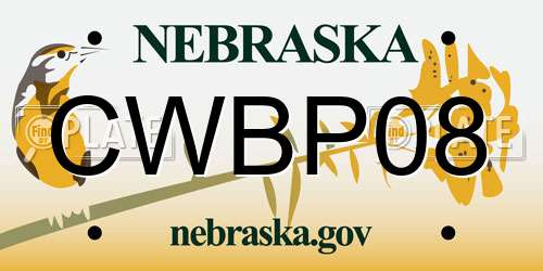 CWBP08 Nebraska License Plate