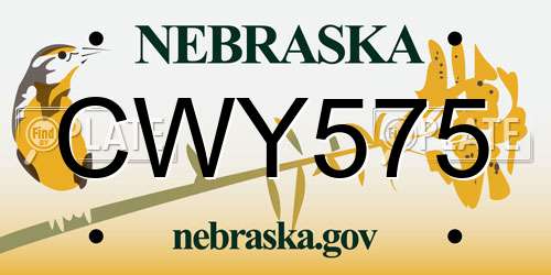 CWY575 Nebraska License Plate