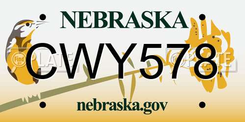 CWY578 Nebraska License Plate