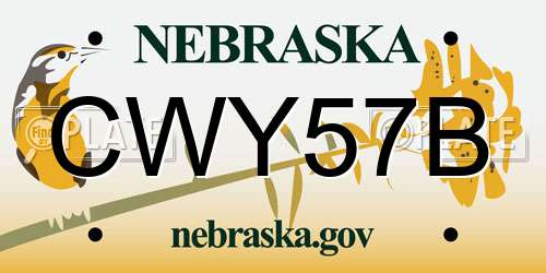 CWY57B Nebraska License Plate