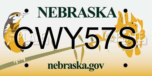 CWY57S Nebraska License Plate