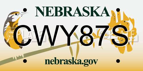 CWY87S Nebraska License Plate