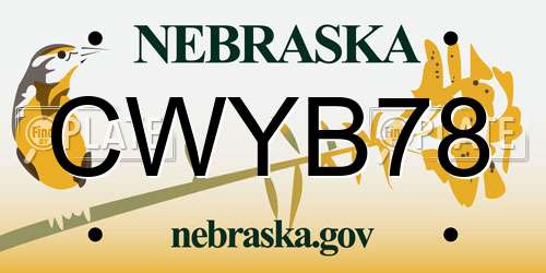 CWYB78 Nebraska License Plate