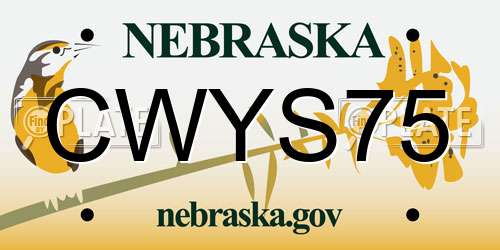 CWYS75 Nebraska License Plate