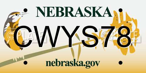 CWYS78 Nebraska License Plate