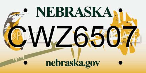 CWZ6507 Nebraska License Plate