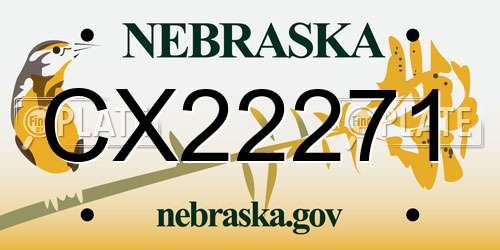CX22271 Nebraska License Plate