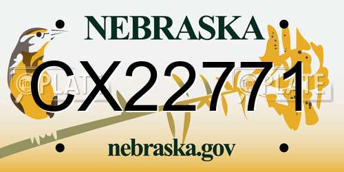 CX22771 Nebraska License Plate