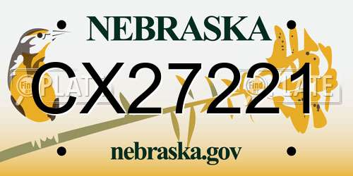 CX27221 Nebraska License Plate