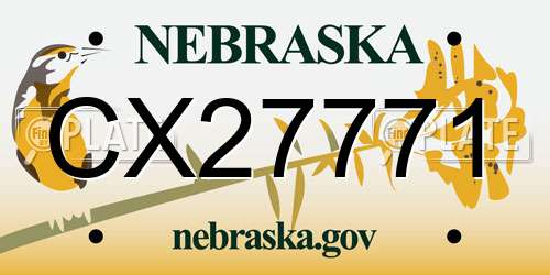 CX27771 Nebraska License Plate