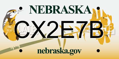 CX2E7B Nebraska License Plate