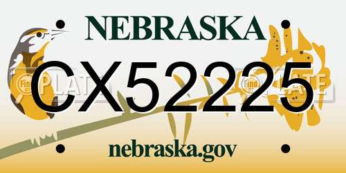 CX52225 Nebraska License Plate