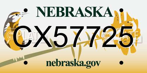 CX57725 Nebraska License Plate